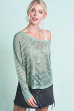 Load image into Gallery viewer, Open Knit Cross Back Sweater - Sage