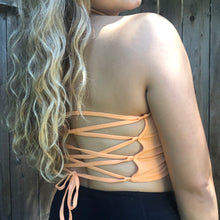 Load image into Gallery viewer, Summer Days Lace Back Tube Top - Cantaloupe